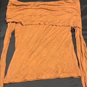 Off the shoulder copper top.